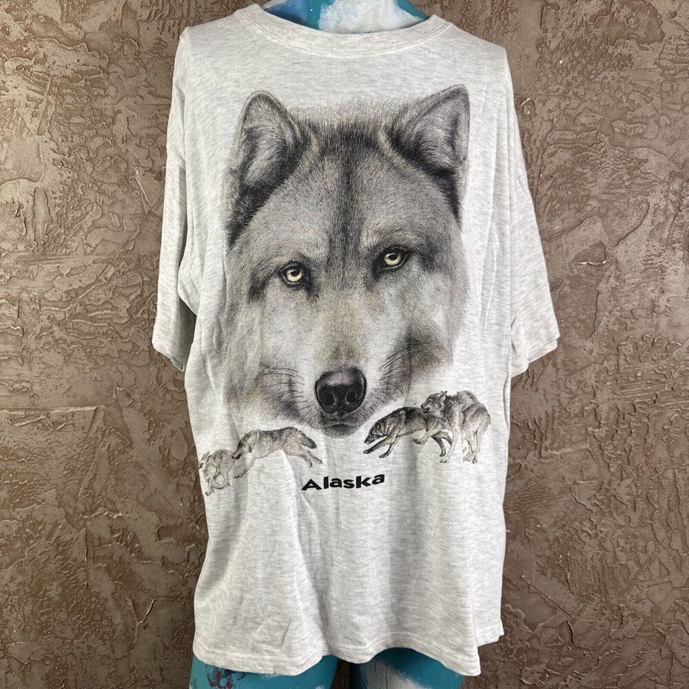 Polar Graphics USA Alaska Wolf Graphic T-shirt Xl Gray Wildlife
